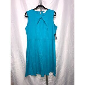 New York Company Teal Blue Sleeveless Cutout Front Fit Flare Dress XL